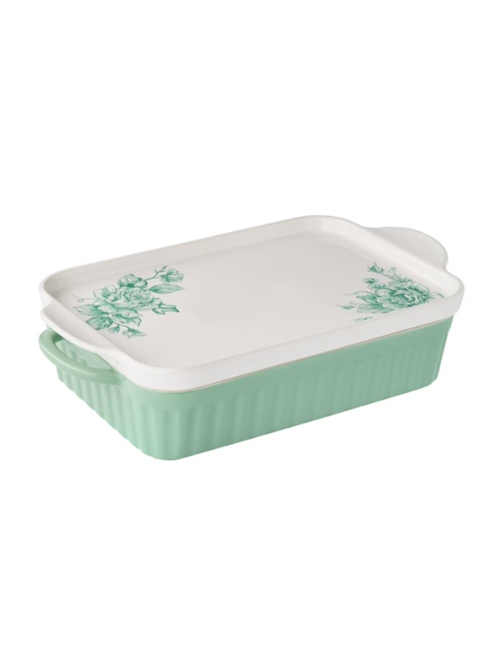 The Pioneer Woman Home Green Agatha Rectangular Baker Dishes with Platter Lid